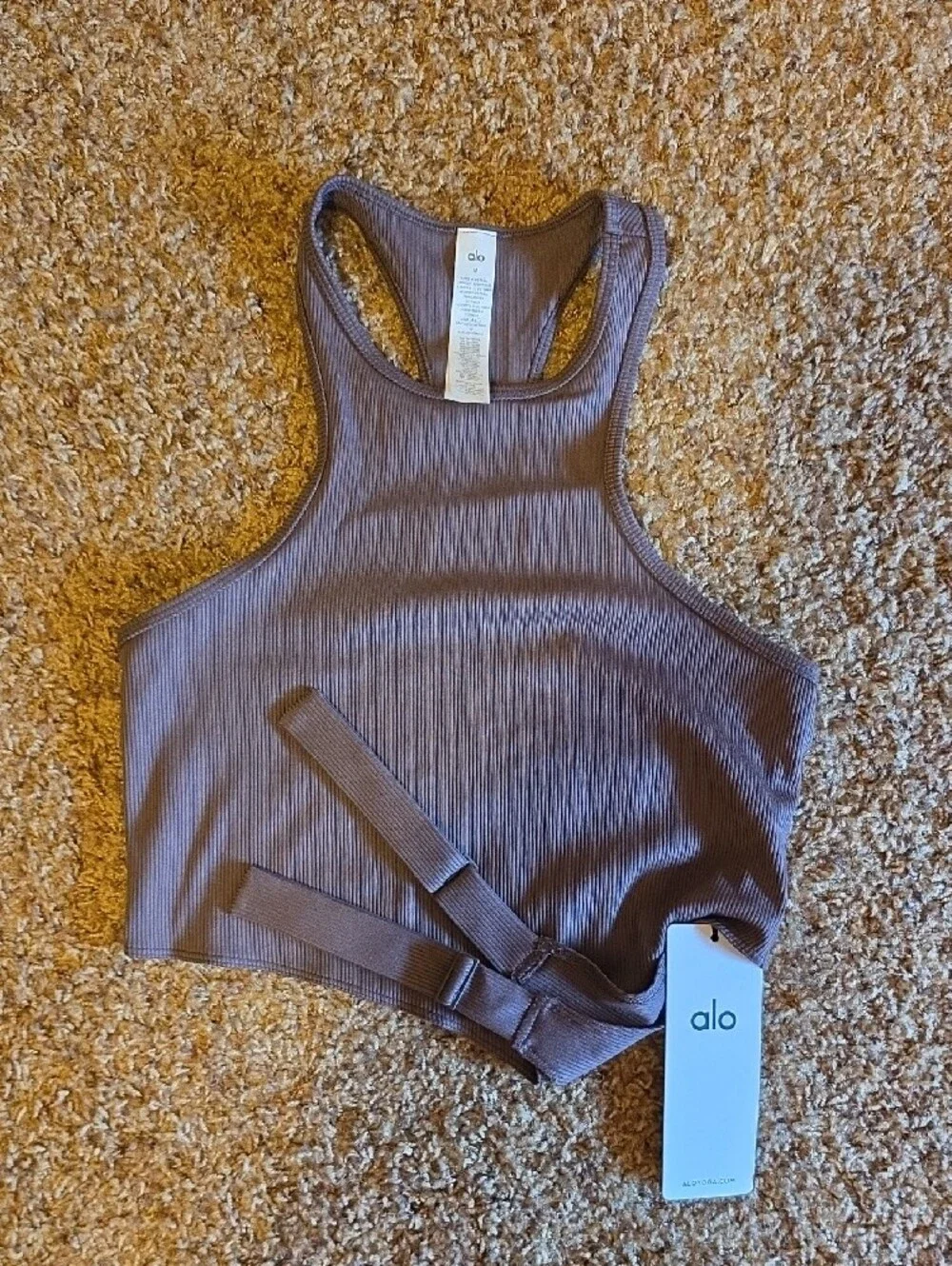 ALO Yoga Ribbed Revelation Tank Crop Tank in Raisinette- M